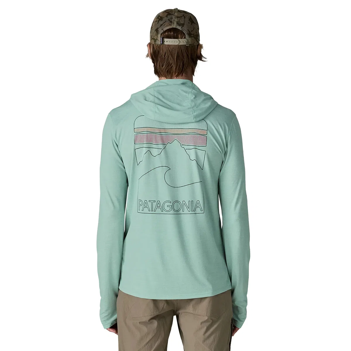 Мужская солнцезащитная худи с принтом Capilene Cool Peak Visions Patagonia, Thermal Blue/Thin Ice X-Dye