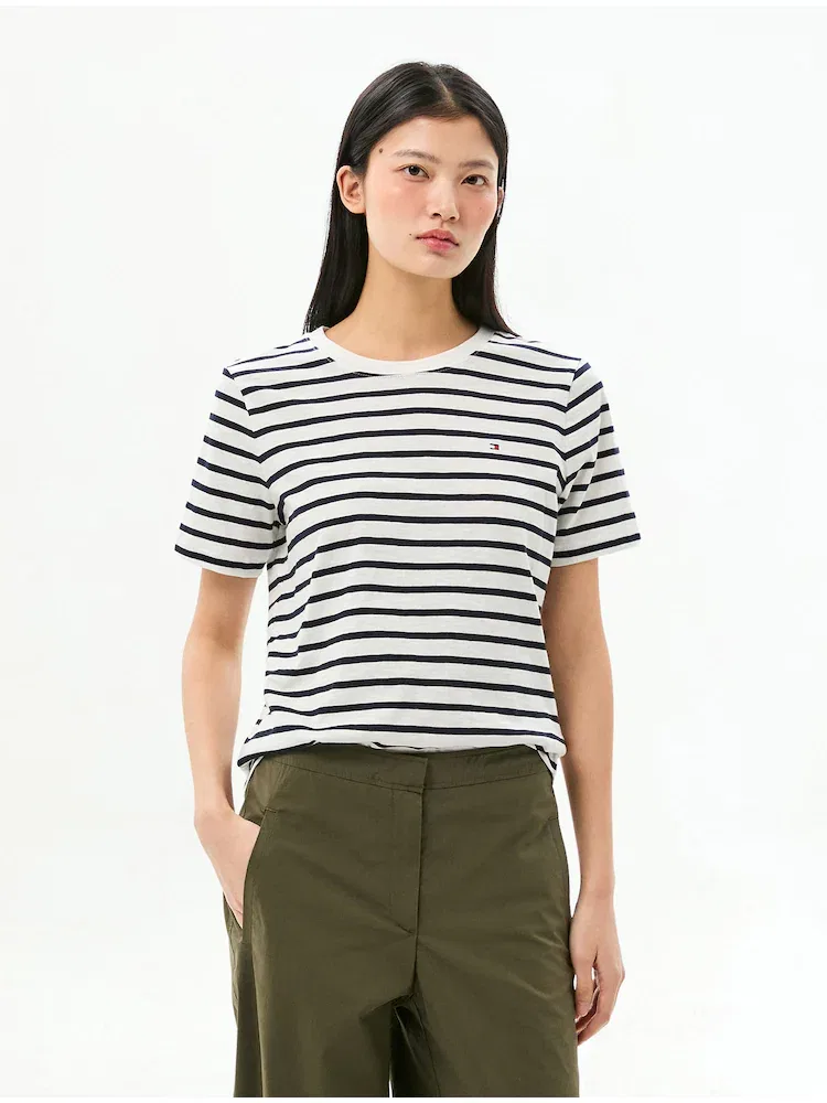 Футболка с круглым вырезом, хлопковая TOMMY HILFIGER, Navy
