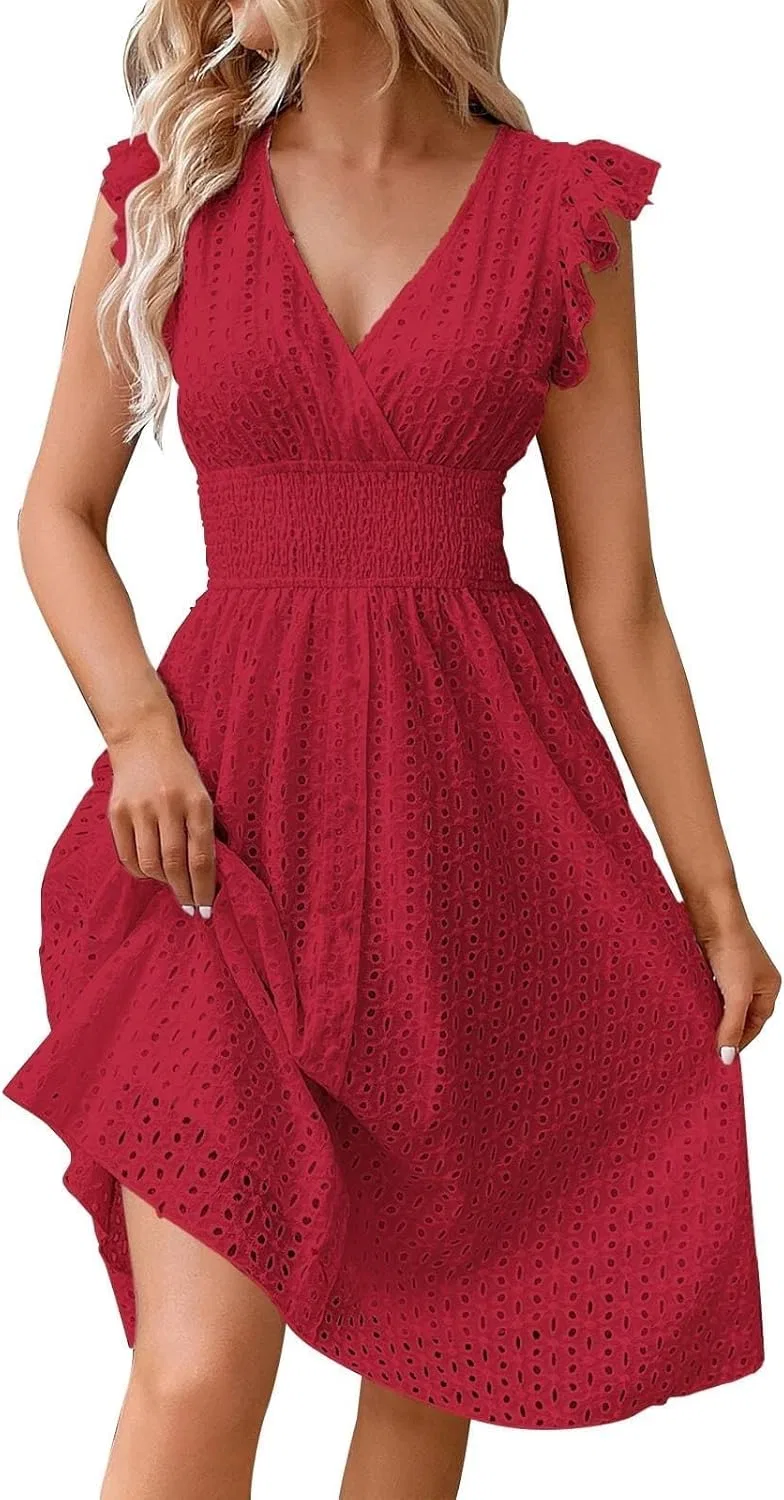 Женское платье с кружевной вышивкой Sundresses for Women, Wine
