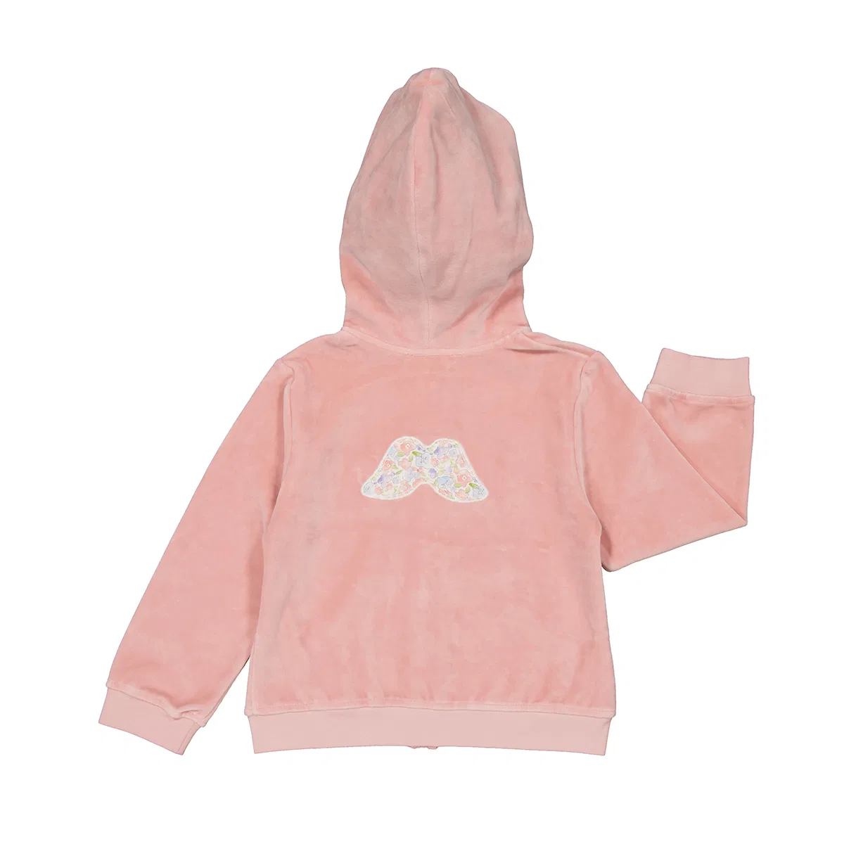 Худи из велюра с крыльями ангела Kids Angel Wing Velour Hoodie Marie Chantal, Floral Dusty Pink — фото 2