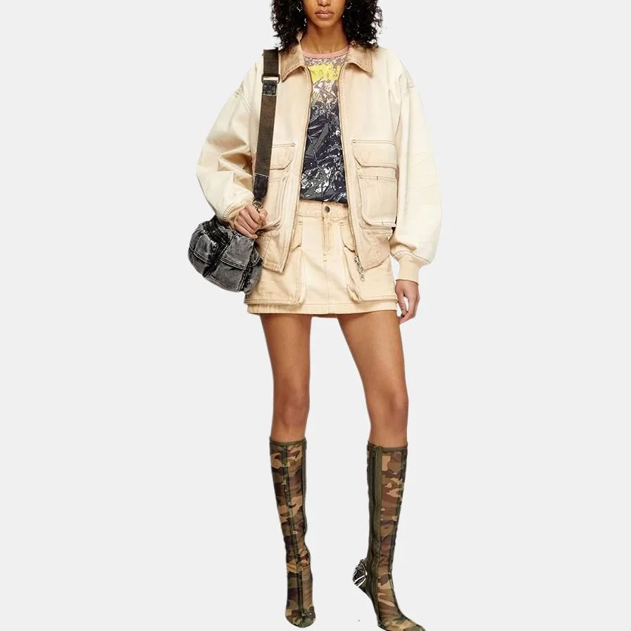 Джинсовая куртка Kurz, DIESEL, Beige Yellow — фото 4