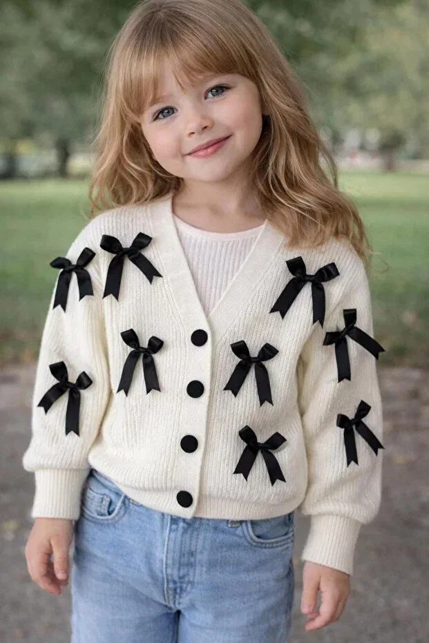 Детский кардиган для девочек с косами Miniminnakkidswear, Beige