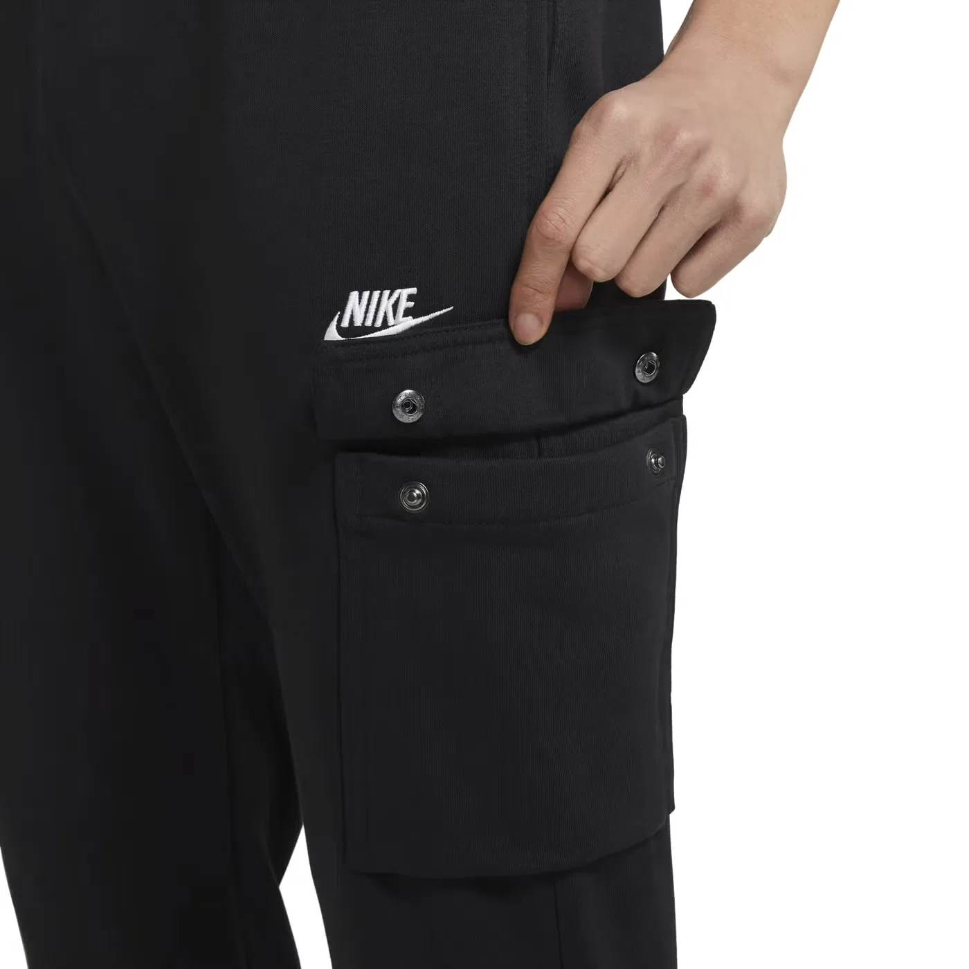 Штаны из футера с трикотажными манжетами Nike, черный — фото 3