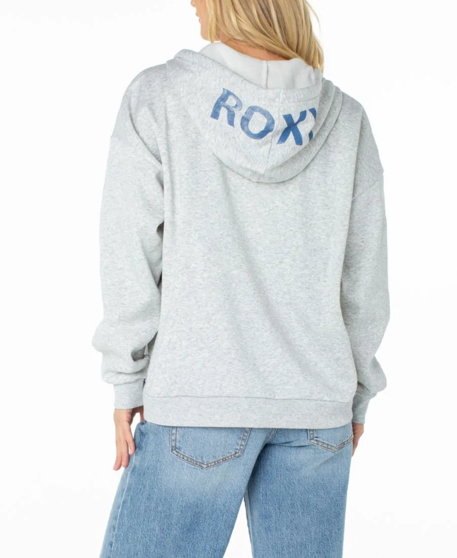 Женский худи-свитшот с капюшоном, с графическим принтом Roxy, Heather Gray — фото 4
