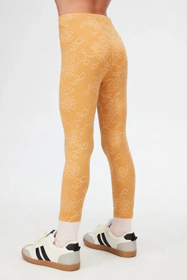 Детские леггинсы для девочек с принтом Lovetti, Light Mustard — фото 4