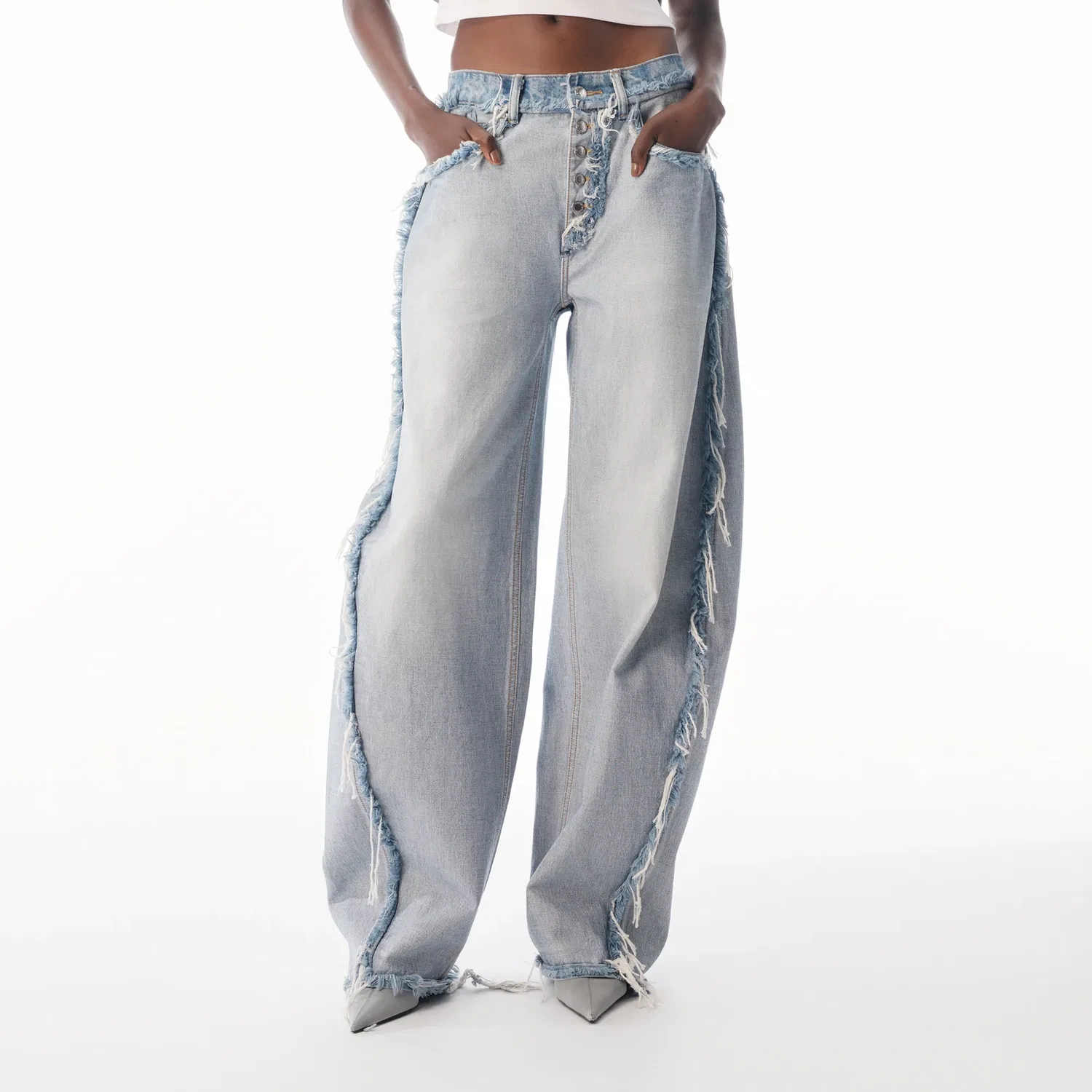 Широкие джинсы Light Blue Alexander Wang — фото 3