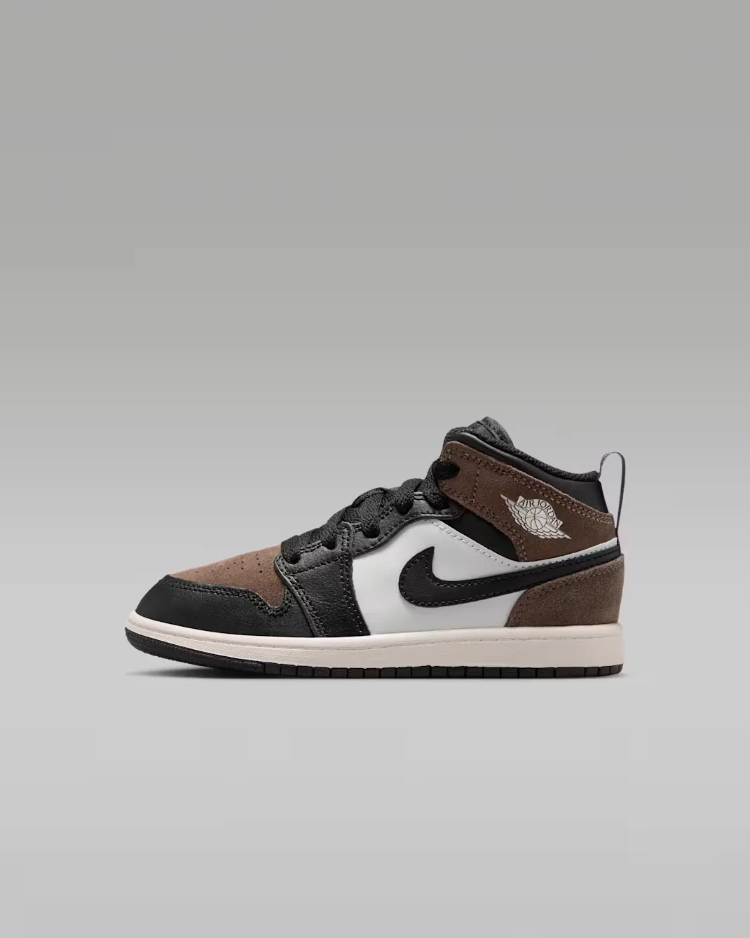 Детские кроссовки Jordan 1 Mid, Black/Palomino/University Red/Phantom