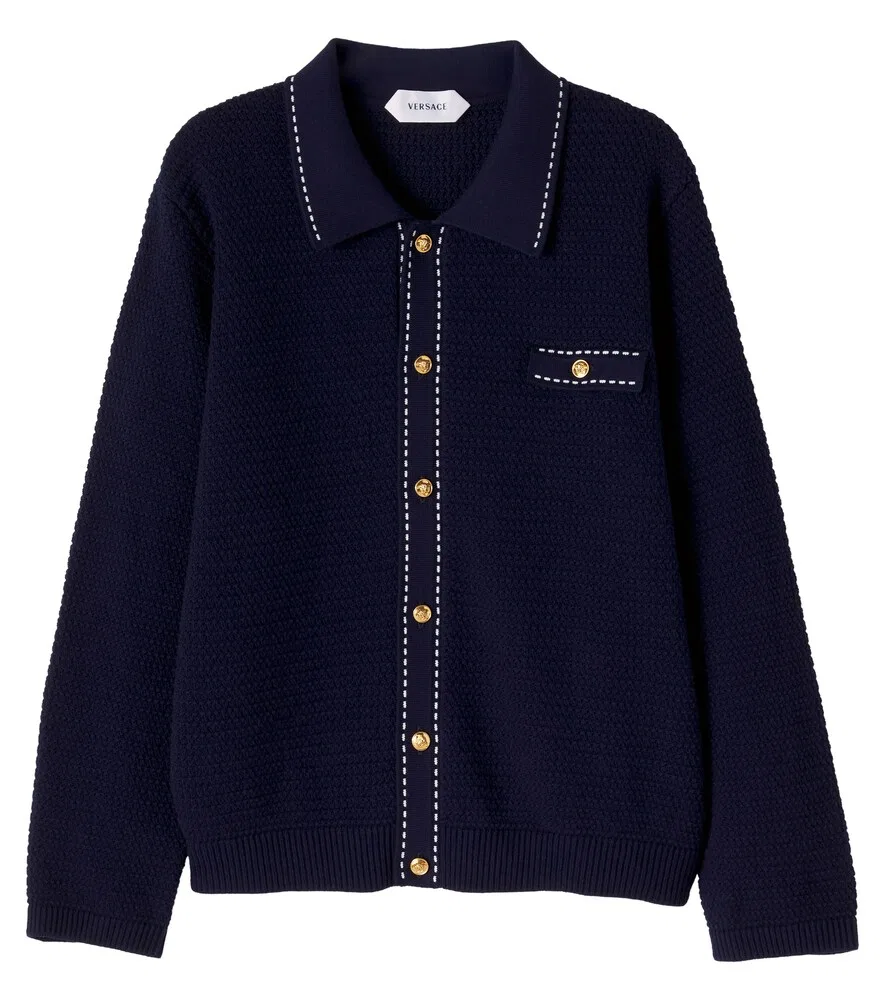 Хлопковый кардиган Versace Kids, синий