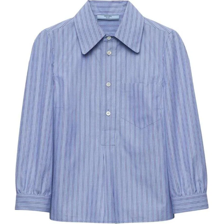 Рубашка в полоску с пуговицами Prada, Cornflower Blue