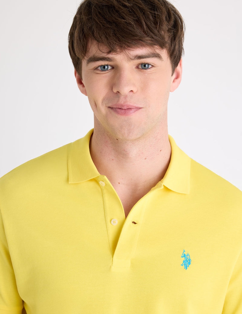Футболка поло U.S. Polo Assn. Solid Pique Small Logo, лимонно-желтый — фото 3