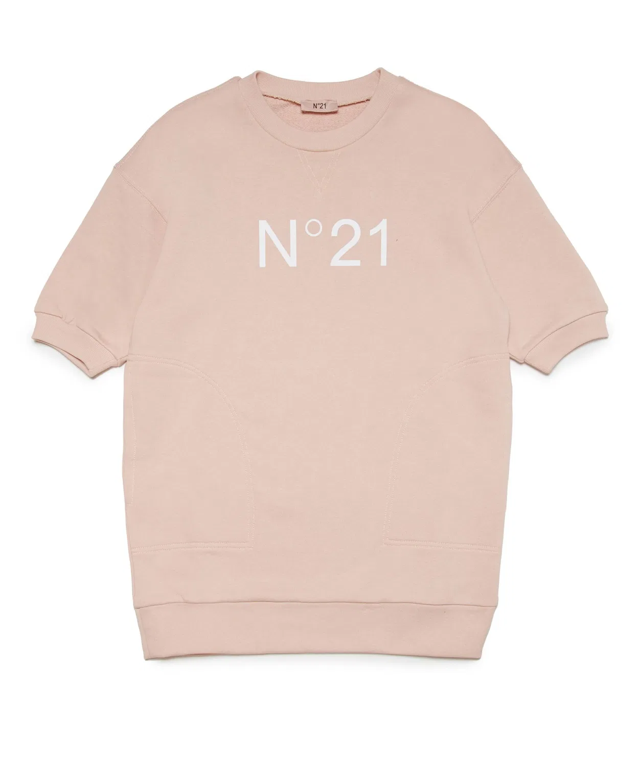 Детское платье для девочек с коротким рукавом с брендовым логотипом N°21, Pink Beige — фото 4