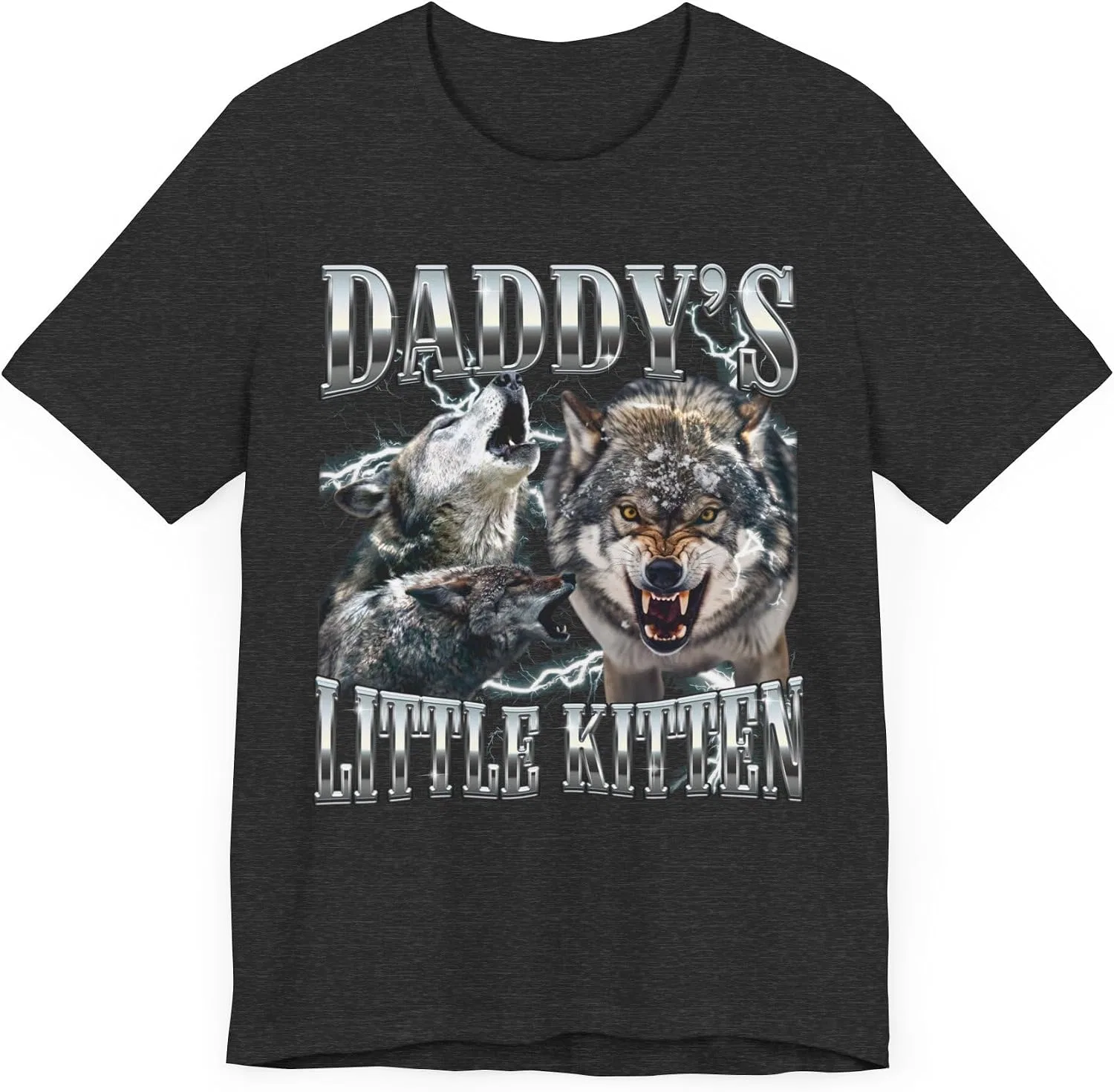 Женская футболка с принтом Daddy's Little Kitten, тёмно-серый меланж