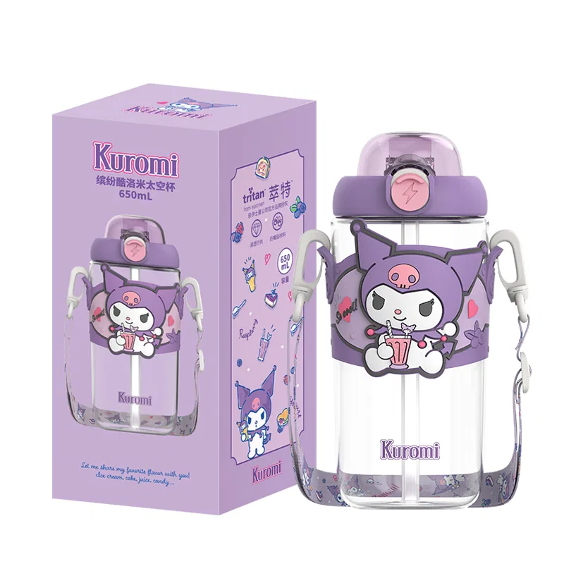 Детская кружка с трубочкой, с принтом My Melody, 650 мл, Sanrio, Half-Human Water Cup+Coasters, Multicolor — фото 4