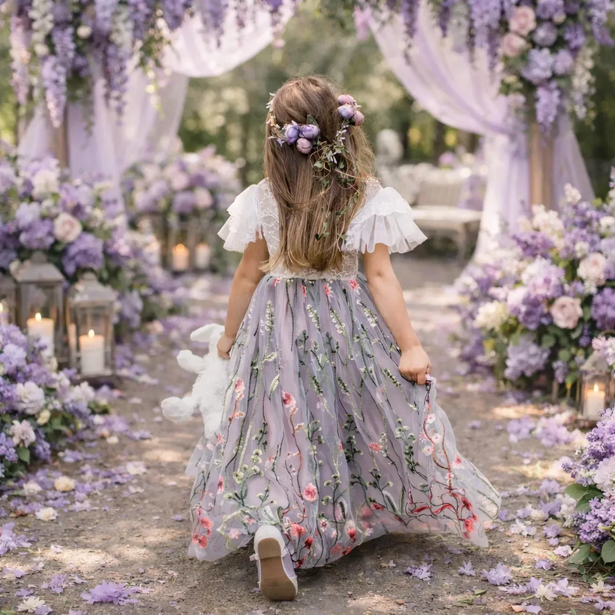 Платье с принтом Whispering Poppy Uk Flower Girl Boutique, Lilac