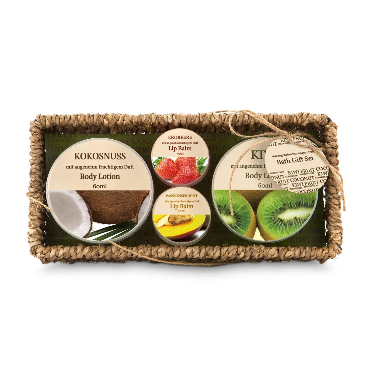 Набор Wellness Fruit Basket, 2x60 мл лосьон для тела + 2x10 мл бальзам для губ, Strawberry, Kiwi, Passion Fruit, Römer Wellness — фото 2