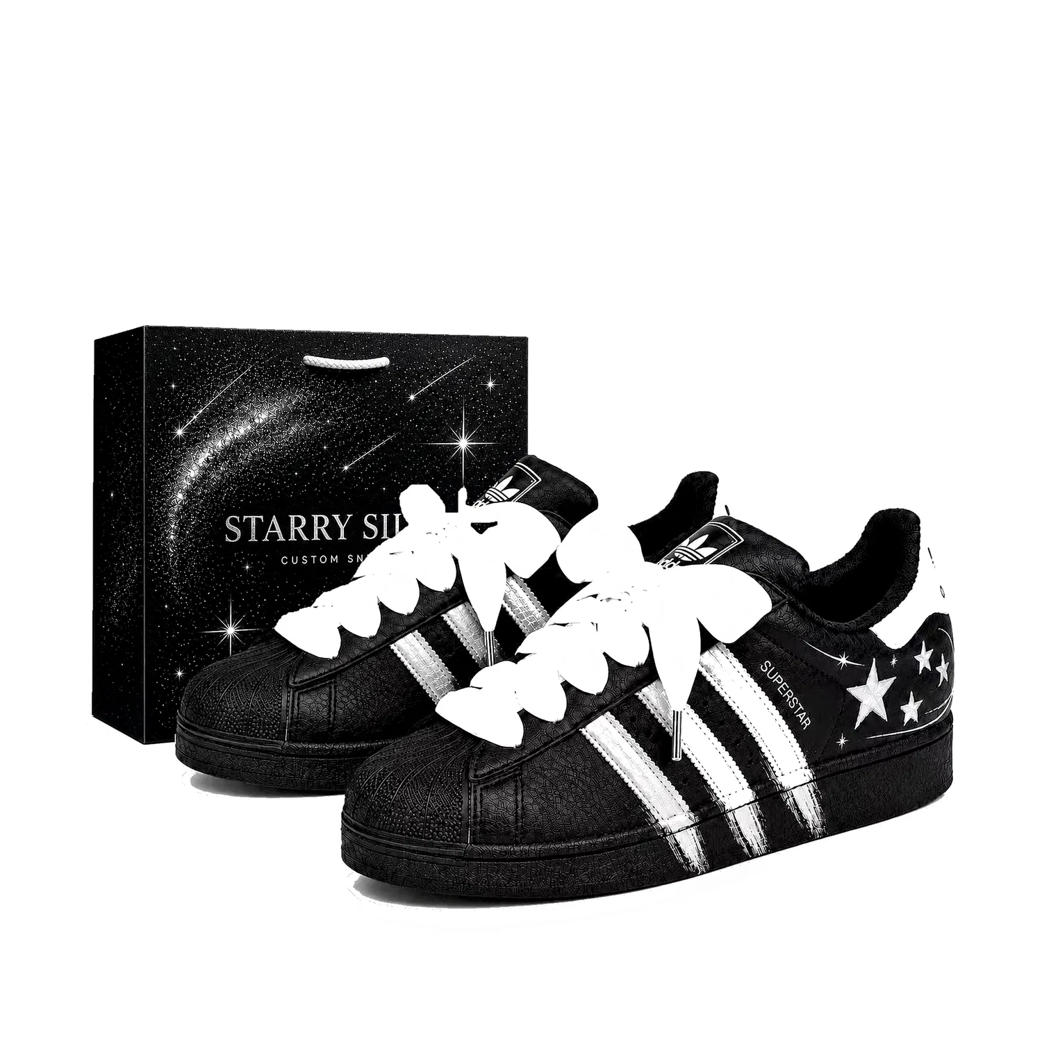 Детские кеды для скейтбординга Superstar 2, Adidas Originals, Black Silver Star Shopping Bag