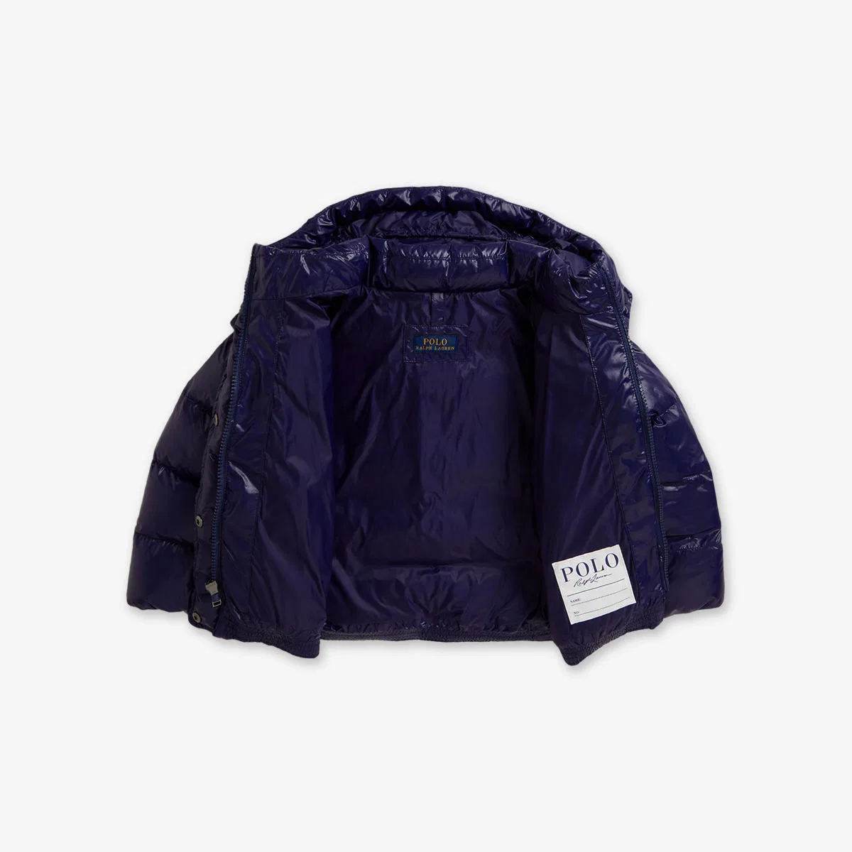 Блестящая пуховая куртка-бомбер с капюшоном для девочек Polo Ralph Lauren — фото 3