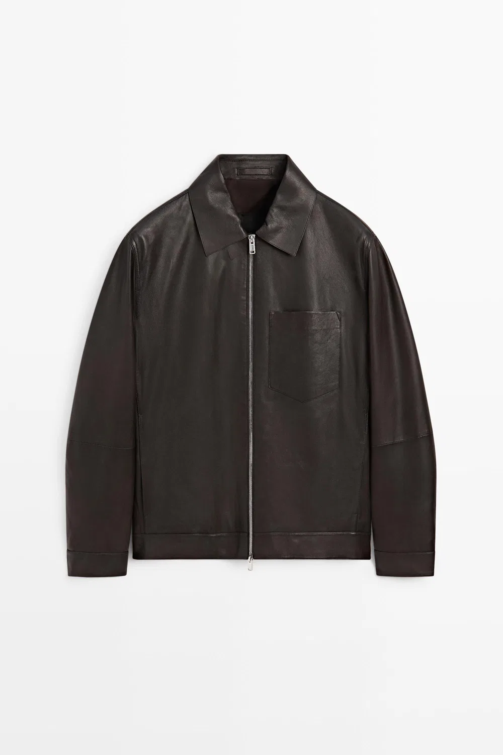 Куртка Massimo Dutti Nappa Leather With Pocket, коричневый — фото 2