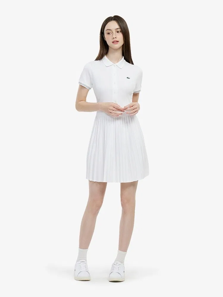 Платье теннисное LACOSTE White, Классический крой, Белое — фото 4