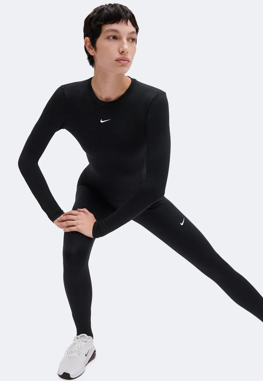 Одна облегающая блузка с длинными рукавами Nike Performance, Black/White — фото 4