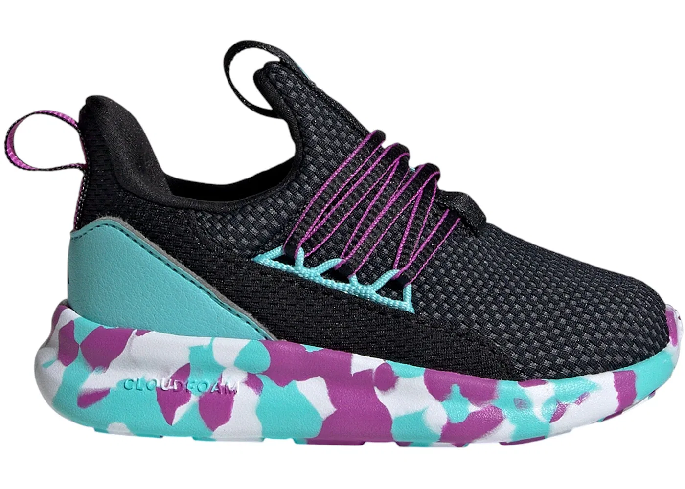 Детские кроссовки для повседневной носки Adidas Lite Racer Adapt 7.0, Core Black Purple Burst Flash Aqua