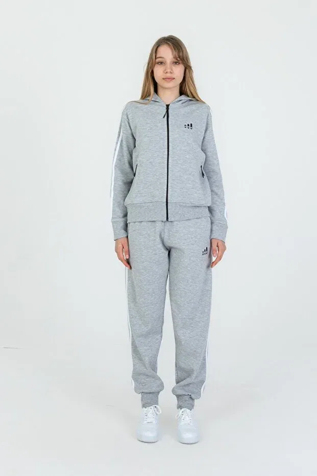 Детский спортивный костюм для девочек с капюшоном Black One, Gray Melange