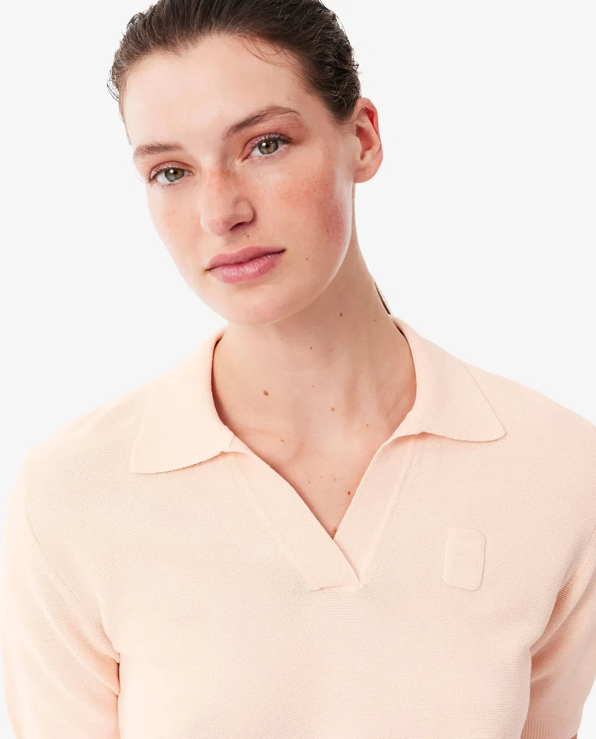 Джемпер Lacoste Rosa с открытым воротником и нашивкой — фото 3