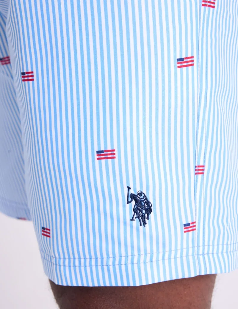 Мужские шорты для плавания U.S. Polo Assn. 7" Flag Stripe, голубой — фото 4