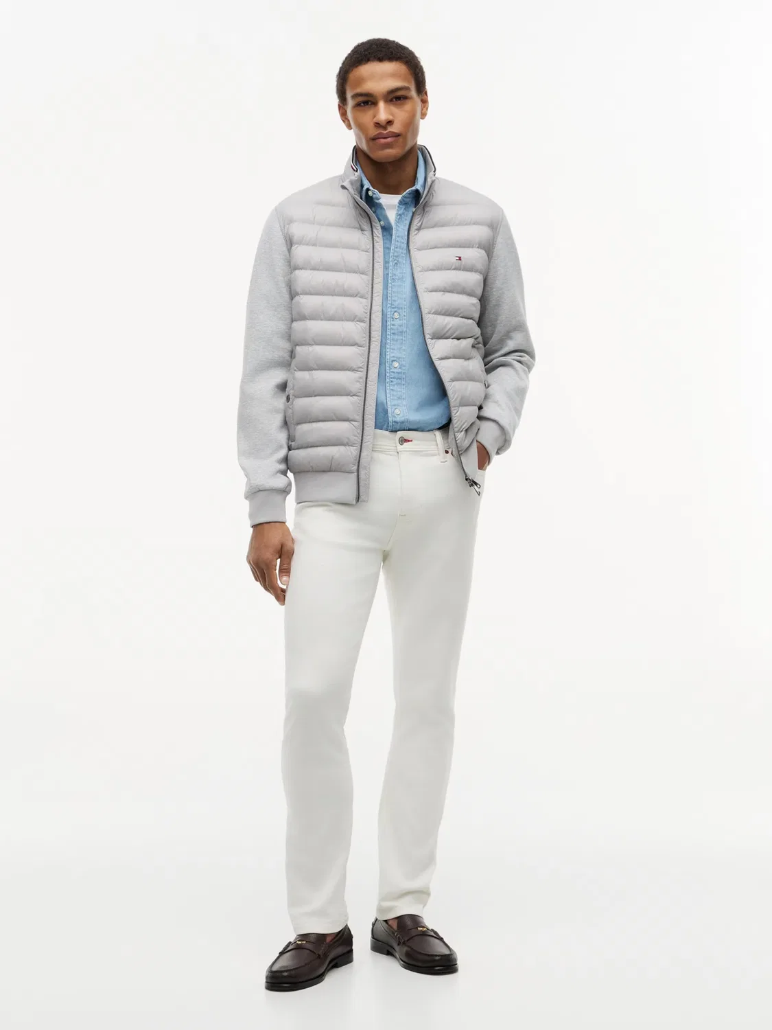 Куртка Tommy Hilfiger Between-Season Jacket Mixed Texture Intechno Zip-thru, серый — фото 4