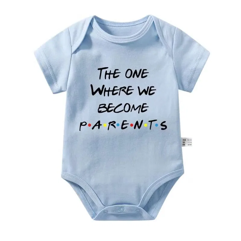 Боди-комбинезон с принтом The One Where We Become Parents Matching Family Outfits, синий