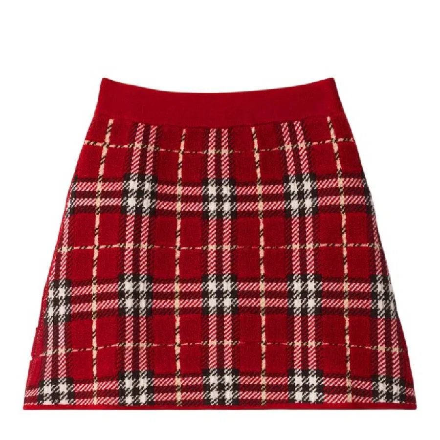 Юбка шерстяная в клетку Lorreta Burberry, Rust Ip Pttn