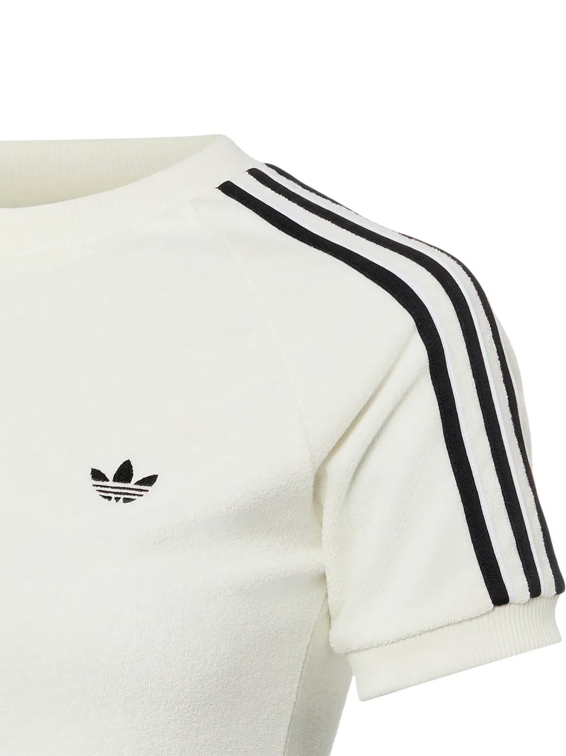 Женская приталенная футболка с фротте структурой Adidas originals, Ecru/Black — фото 3