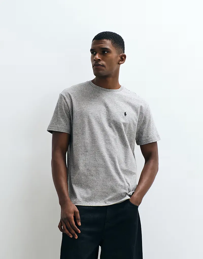 Классическая футболка с коротким рукавом Polo Ralph Lauren с логотипом Icon, серый — фото 2
