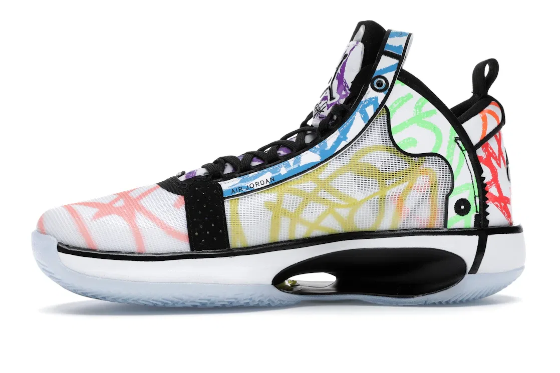 Детские кроссовки для мальчиков с принтом Jordan XXXIV Jordan, White/Black-Multi-Color — фото 3