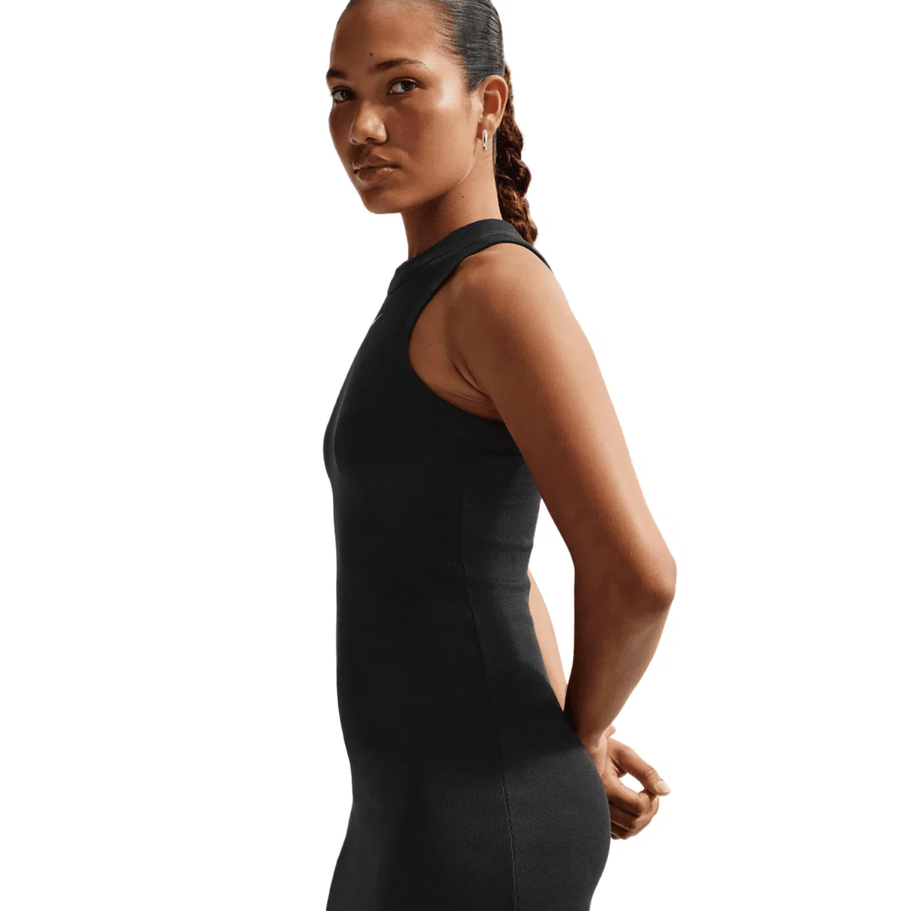 Женское платье Nike NSW Chill Knit Rib Tank DRS, цвет Black/Sail — фото 3