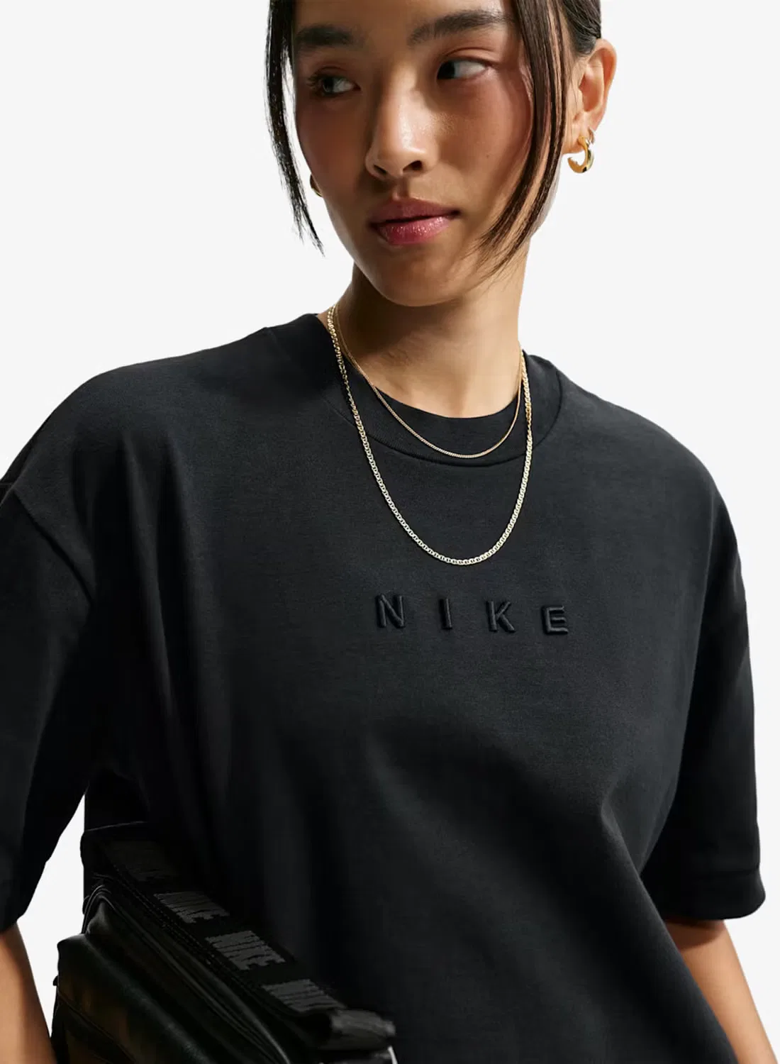 Футболка хлопковая W NSW Luxe SS Tee Boxy FA26 Nike, черный — фото 3