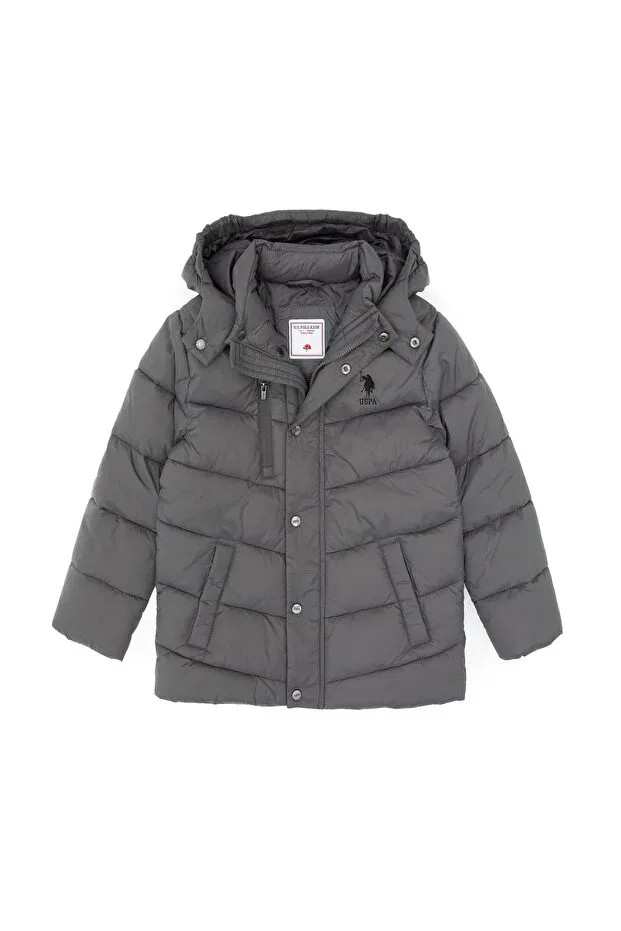 Детское пальто для мальчиков с капюшоном U.S. Polo Assn., Gray — фото 3
