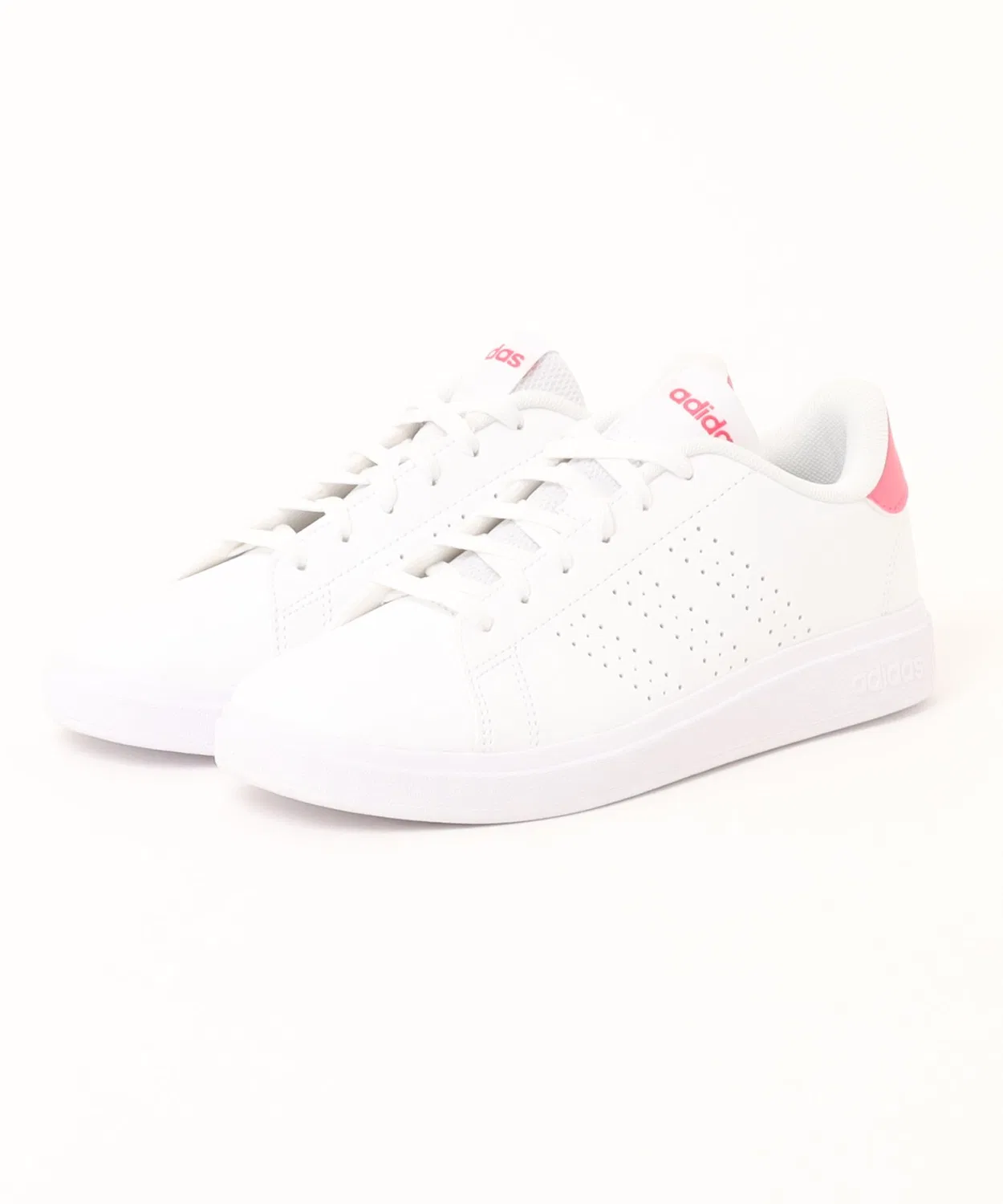 Детские кроссовки с перфорированными полосками Adidas Advancourt Base 2.0 J, White/Pink