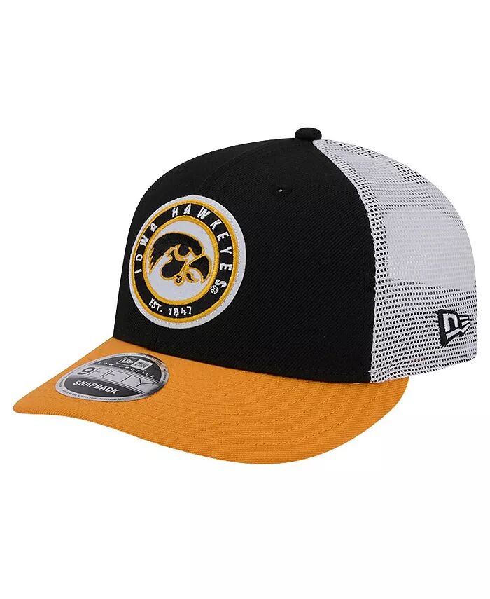 

Мужская черная бейсболка с нашивкой 9Fifty Trucker Snapback Iowa Hawkeyes Throwback Circle New Era