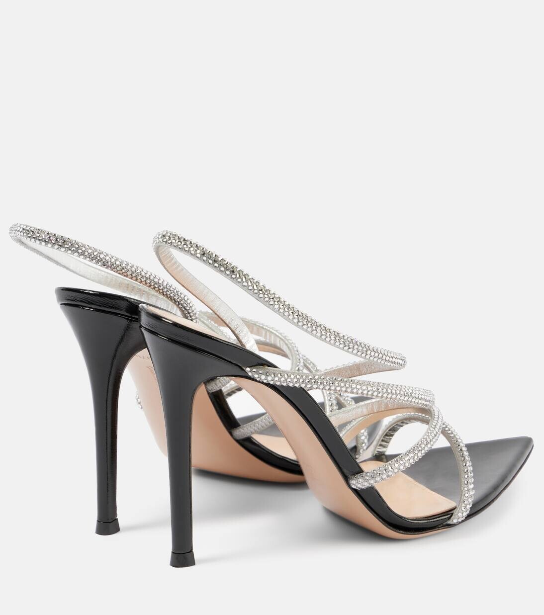 Кожаные сандалии Crystal Ettie Gianvito Rossi, цвет silver+black — фото 3