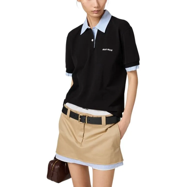 SS26 Polo Shirt Women's MIU MIU, черный — фото 3
