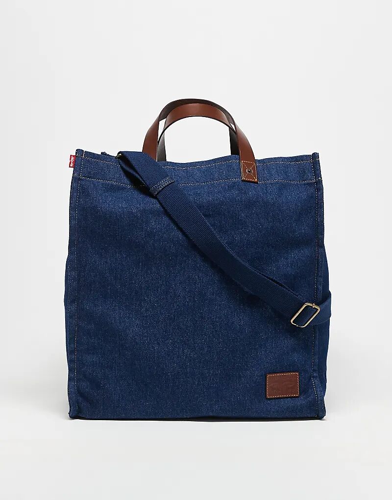 

Сумка-тоут Levi's Heritage из денима с кожаной отделкой, темного цвета