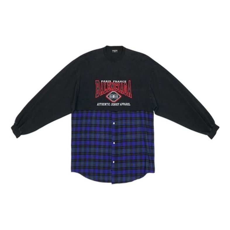 

Футболка Balenciaga BB Authentic Patched Long Sleeve T-Shirt 'Black Blue' 698227TMM085212, черный