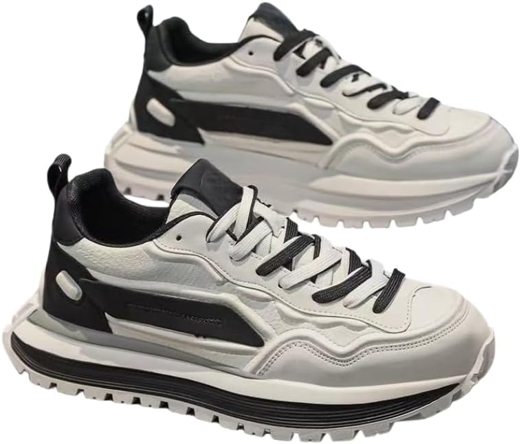 

Мужские низкие кроссовки Hhhchpm: Прочные повседневные туфли на шнуровке с толстой подошвой, подходят для улицы и повседневной носки, белый