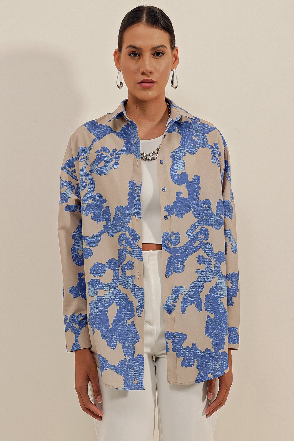 

Длинная базовая рубашка Oversize – D.blue Bigdart, синий