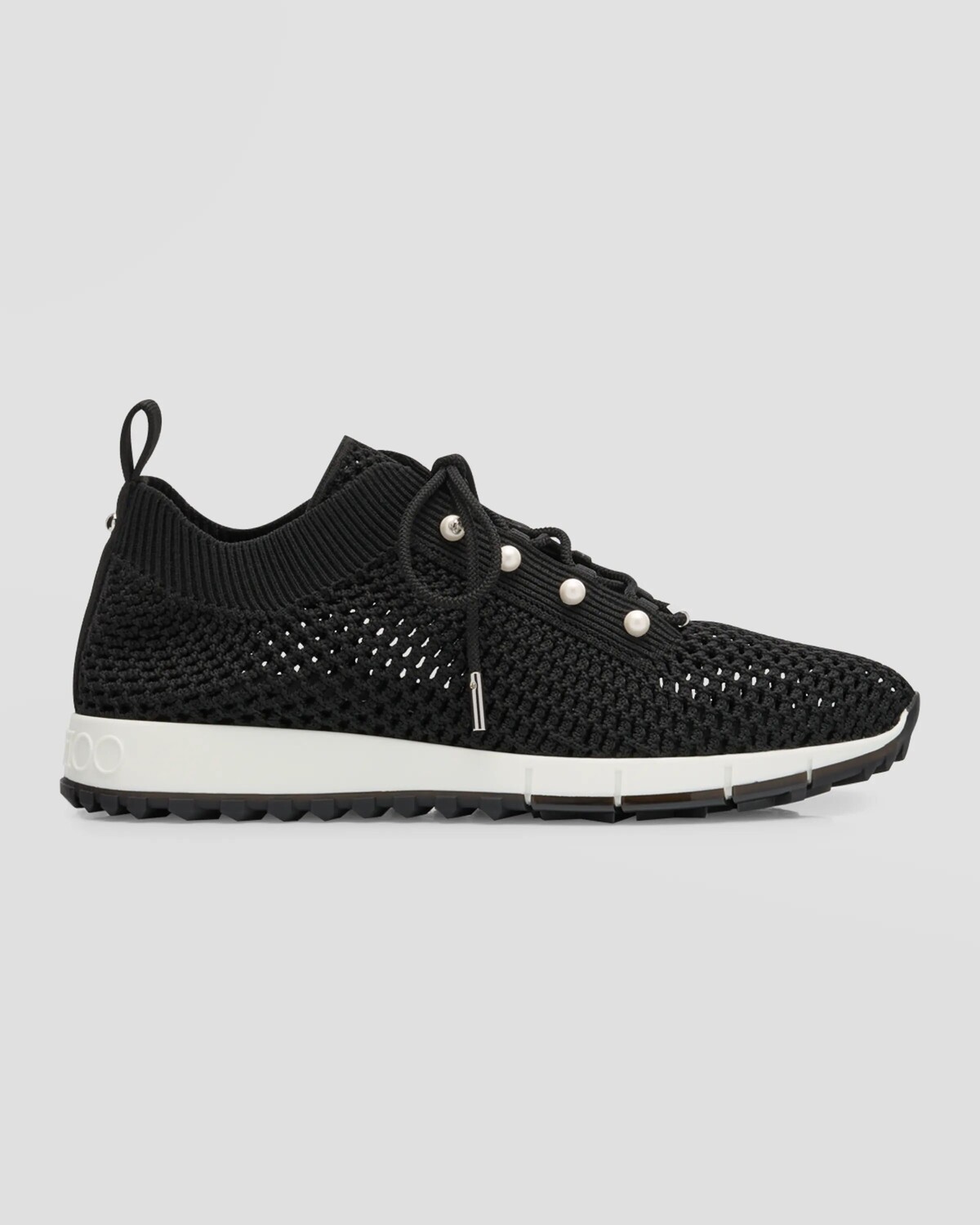 Вязаные жемчужные кроссовки на шнуровке Veles Jimmy Choo, цвет Black Multi