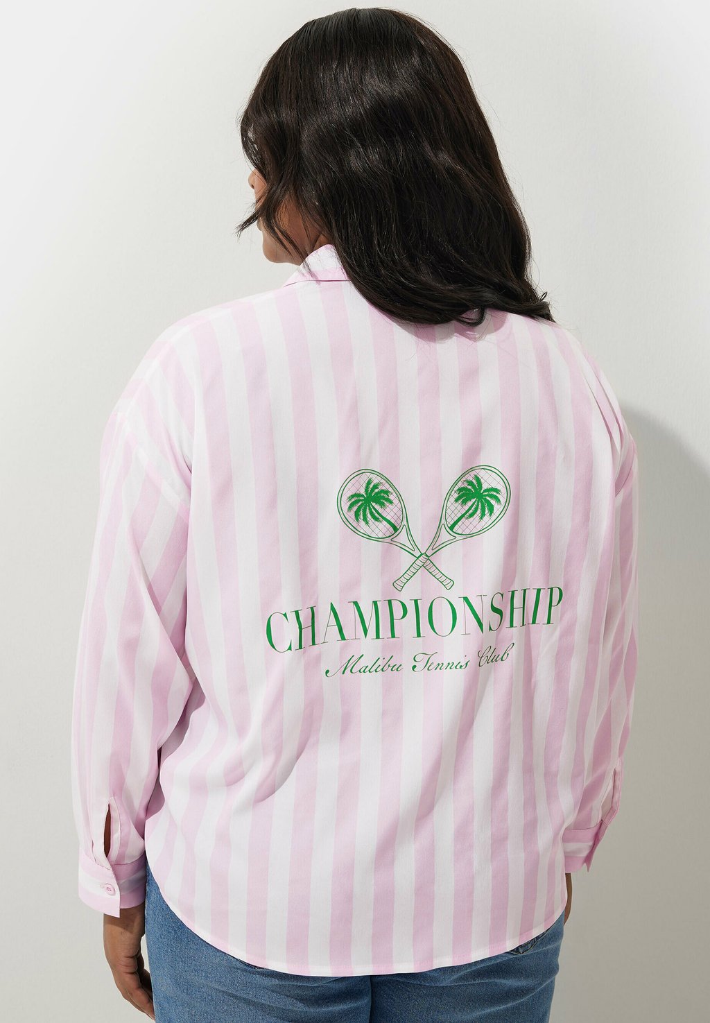 

Блузка на пуговицах STRIPE TENNIS PRINTED Yours Clothing, розовый