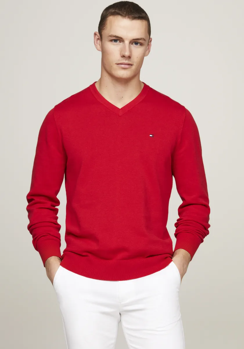 

Свитер Tommy Hilfiger с V-образным вырезом "CLASSIC COTTON V NECK", красный