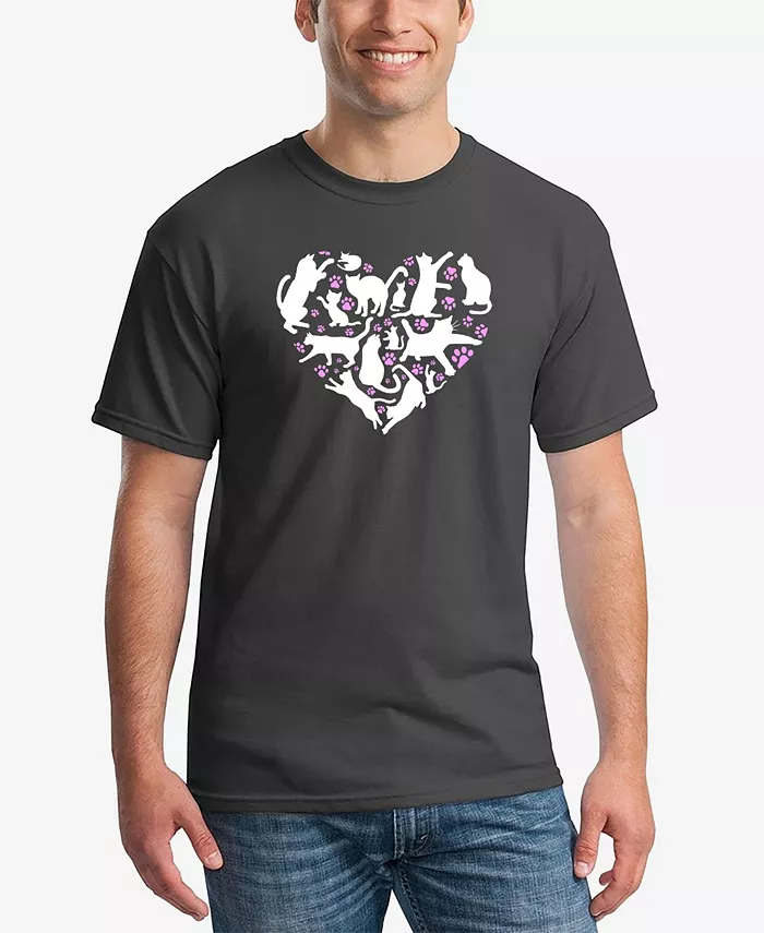 

Мужская футболка Cat Heart Word Art LA Pop Art, серый