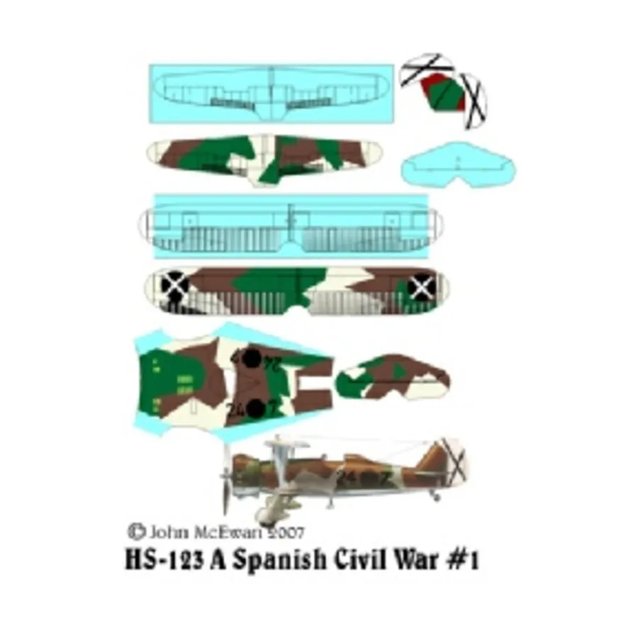 

Набор декалей HS-123 — Гражданская война в Испании №1 (1:144), Decals - Spanish Civil War (Reviresco)